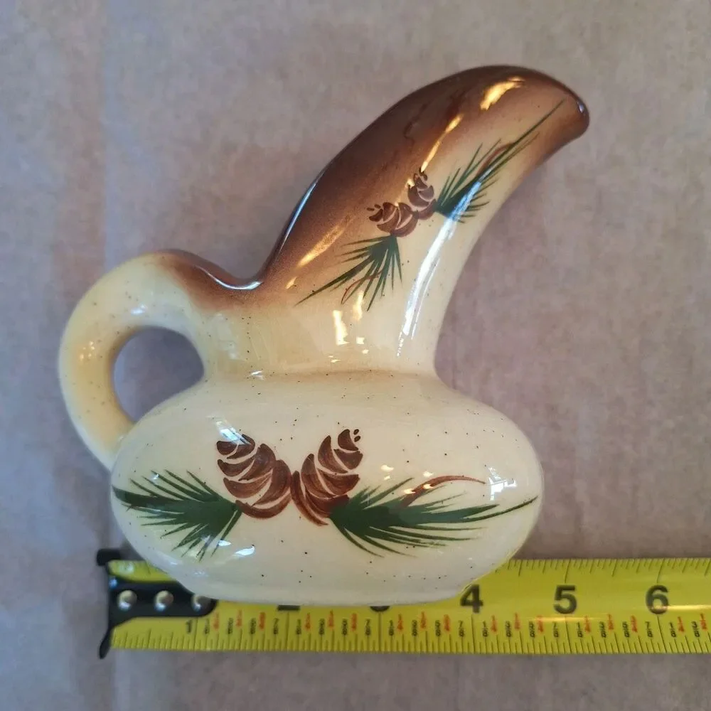 Vintage ROMCO Rocky Mountain Pottery Pinecone Glazed Creamer Colorado Brown